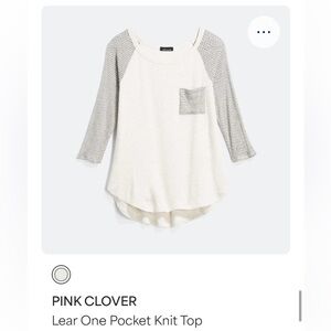 Stitch Fix Pink Clover Large Women's Grey Black 3/4 Sleeve Shirt